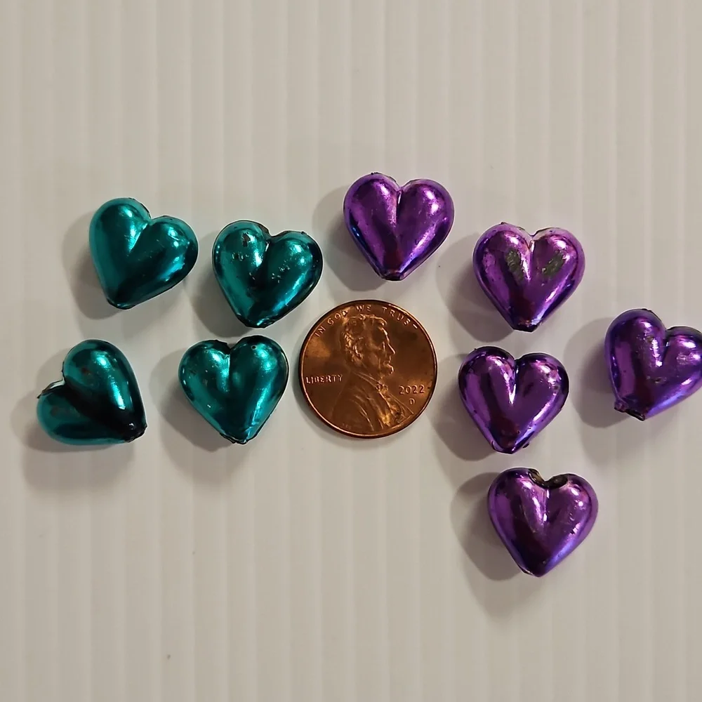 Lot of heart and cupid charms brads crafting pieces Red Gold Purple Upcycle DIY